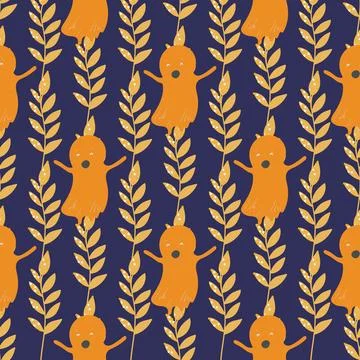 Seamless pattern with cute Halloween elements. Illustrazione stock