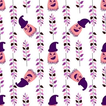 Seamless pattern with cute Halloween elements. 스톡 일러스트