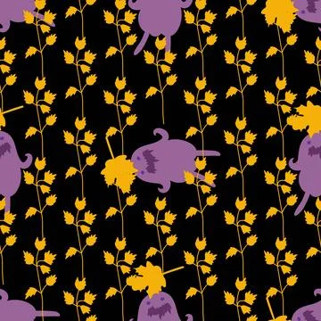 Seamless pattern with cute Halloween elements. Illustrazione stock