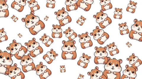Seamless pattern of cute hamster animation, designed in a playful and fun style, Stock Footage 327773668