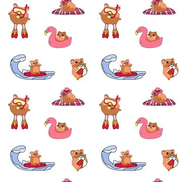 Seamless pattern with cute hamsters Illustrazione stock