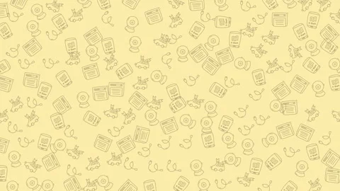 Seamless pattern with cute hand drawn sketches on soft beige background Stock Footage 336830447