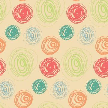 Seamless pattern cute hand drawn abstract circle, abstract chaotic vector Stock Illustration
