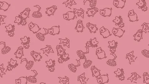 Seamless pattern of cute hand drawn cartoon animals. Stock Illustration