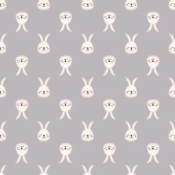 Seamless pattern with cute hare in childish style with smile muzzle and eyes Illustrazione stock