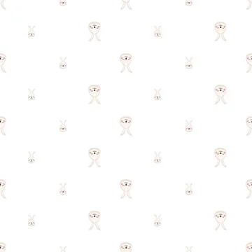 Seamless pattern with cute hare in childish style with smile muzzle and eyes Illustrazione stock
