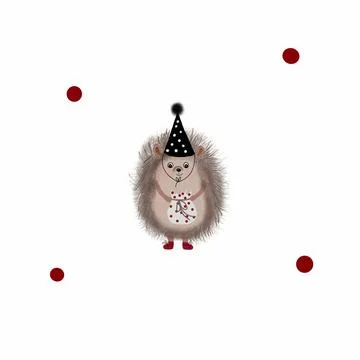 Seamless pattern cute hedgehog in a cap with dots. baby pattern repeating for Stock Illustration