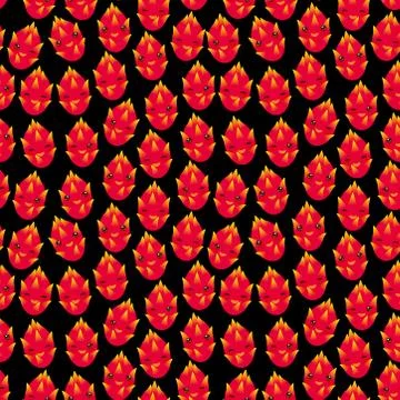 Seamless pattern with cute Kawaii dragon fruit with wink eyes and pink cheeks Stock Illustration
