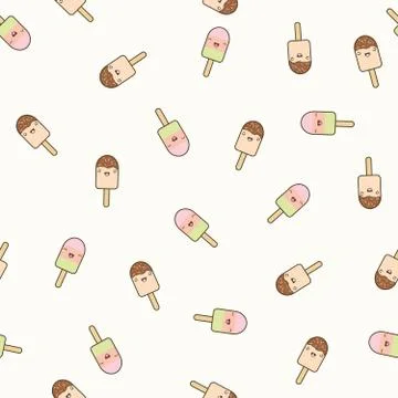 Seamless pattern. cute kawaii styled ice cream Stock Illustration