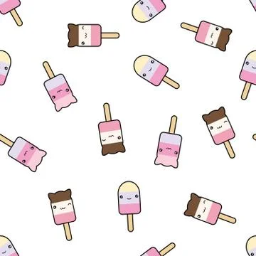 Seamless pattern. cute kawaii styled ice cream Stock Illustration