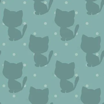Seamless pattern with cute kitten print. Different scandy cats on color 스톡 일러스트