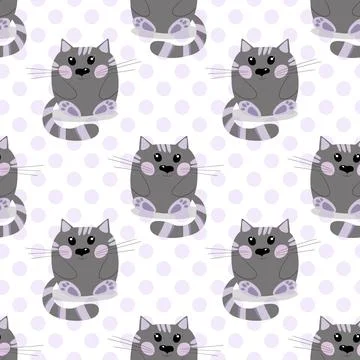 Seamless pattern with cute kitten print. Different scandy cats on color Stock Illustration
