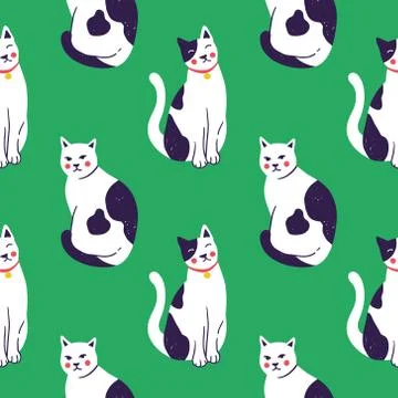 Seamless pattern with cute kittens. Creative childish texture. Stock Illustration