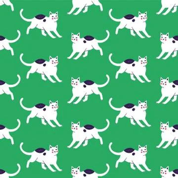 Seamless pattern with cute kittens. Creative childish texture. 库存插图