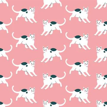 Seamless pattern with cute kittens. Creative childish texture. Stock Illustration