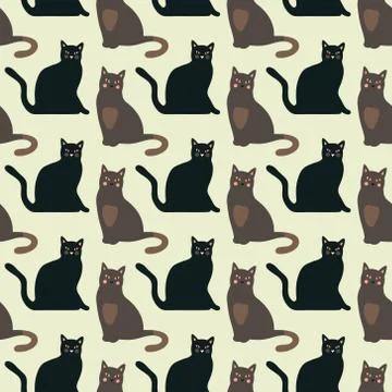 Seamless pattern with cute kittens. Creative childish texture. Stock Illustration