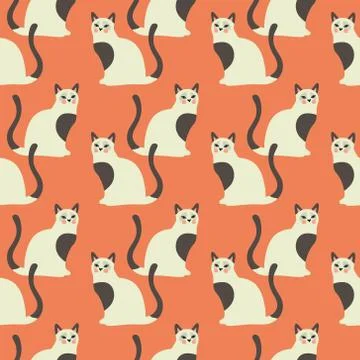 Seamless pattern with cute kittens. Creative childish texture. Stock Illustration