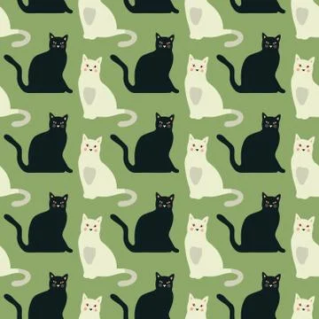 Seamless pattern with cute kittens. Creative childish texture. Illustrazione stock
