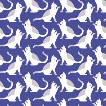 Seamless pattern with cute kittens. Creative childish texture. Stock Illustration