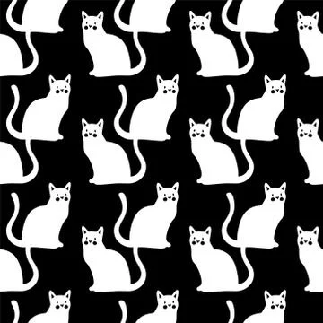 Seamless pattern with cute kittens. Creative childish texture. Stock Illustration