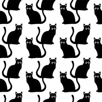 Seamless pattern with cute kittens. Creative childish texture. Illustrazione stock