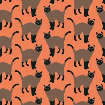 Seamless pattern with cute kittens. Creative childish texture. Stock Illustration