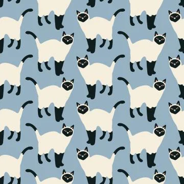 Seamless pattern with cute kittens. Creative childish texture. Stock Illustration