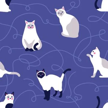 Seamless pattern with cute kittens. Creative childish texture. Stock Illustration