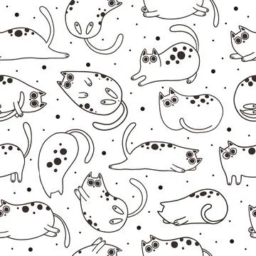 Seamless pattern with cute kittens. Creative childish texture. Great for fabric 스톡 일러스트