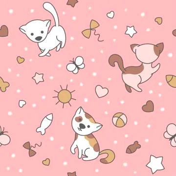 Seamless pattern with cute kittens. Stock Illustration