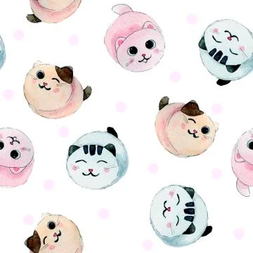 Seamless pattern with cute kittens Stock Illustration