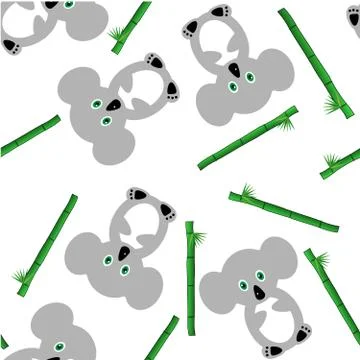 Seamless pattern with cute koala bear and bamboo. Vector illustration. イラスト素材