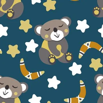 Cute baby colorful koala bear seamless pattern Vector Image