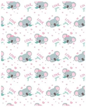 Seamless pattern with cute koala bears. Animal vector background. Lovely koala イラスト素材