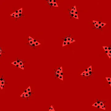 Seamless pattern cute ladybug umbrella protecting from rain and weather Illustrazione stock