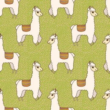 Seamless pattern with cute Lamas. Print for fabric, t-shirt, poster Stock Illustration