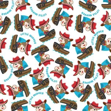 Seamless pattern with cute little bear the sailor, Cute Marine pattern Stock Illustration
