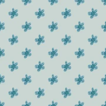 Seamless pattern with cute little blue flowers ornament. Ditsy print in blue  Stock Illustration