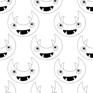 Seamless Pattern with Cute Little Monsters Stock Illustration