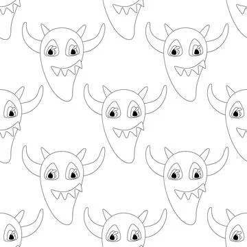 Seamless Pattern with Cute Little Monsters Stock Illustration