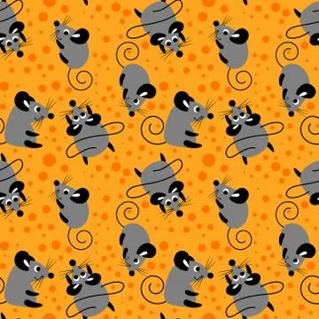 Seamless pattern with cute little rats Stock Illustration