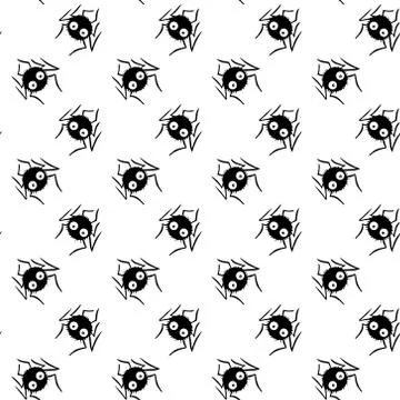 Seamless pattern of cute little spiders. Halloween vector backgrounds and tex Stock Illustration