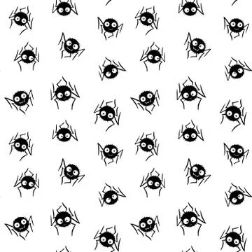 Seamless pattern of cute little spiders. Halloween vector backgrounds and tex Stock Illustration