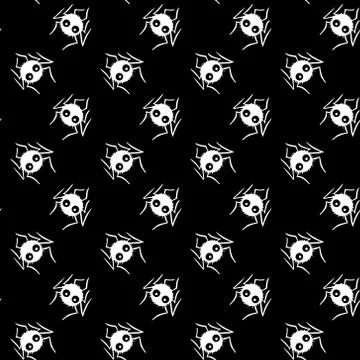 Seamless pattern of cute little spiders. Halloween vector backgrounds and tex Illustrazione stock