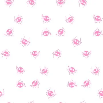 Seamless pattern of cute little spiders with eyes. Halloween vector backgroun Illustrazione stock