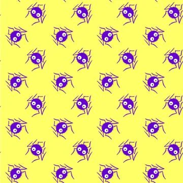 Seamless pattern of cute little spiders with eyes. Halloween vector backgroun Illustrazione stock