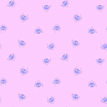 Seamless pattern of cute little spiders with eyes. Halloween vector backgroun Illustrazione stock