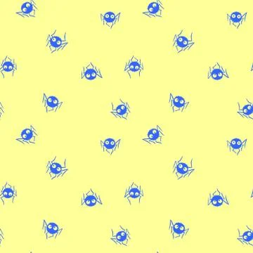 Seamless pattern of cute little spiders with eyes. Halloween vector backgroun Illustrazione stock