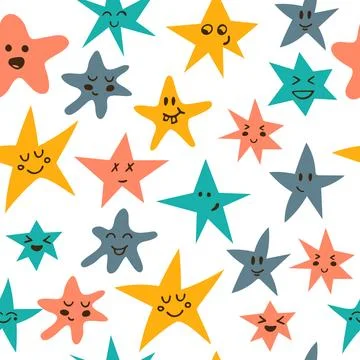 Seamless pattern with cute little stars Stock Illustration