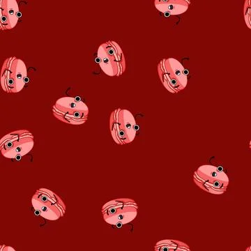Seamless pattern cute macaron character cartoon vector Stockillustratie